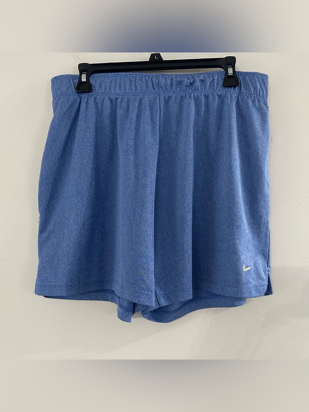 Nike Women’s Heathered Blue Athletic Shorts with Swoosh